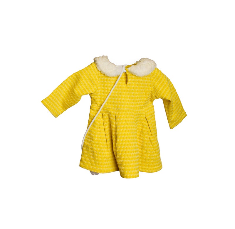 بونچو فستان قطن بملمس جاكارد للبنات الرضع مع حقيبة صغيرة ملائمة. - Image 1