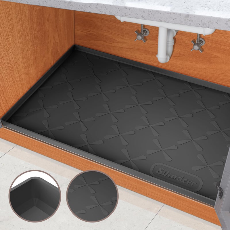 Sika deer Sikadeer Under Sink Mat For Bathroom Waterproof  22"" X 19"" Silicone Under Sink Liner Bathroom Cabinet Shelf Protector Kitchen Organizer  Fit 24Inch Standard Cabinet Mat Under Sink Organizer Drip Tray - Image 1