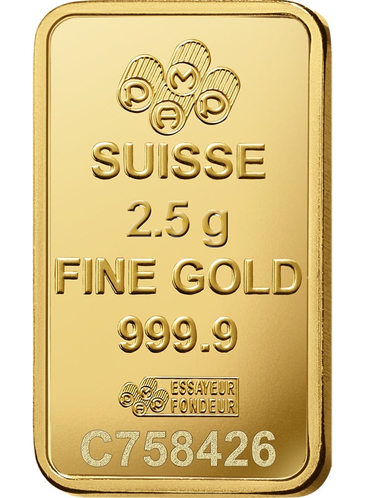 PAMP Suisse PAMP Lady Fortuna™ Gold Minted Bar - 2.5gram 999.9 Purity Bar - 24 Karat - Image 3