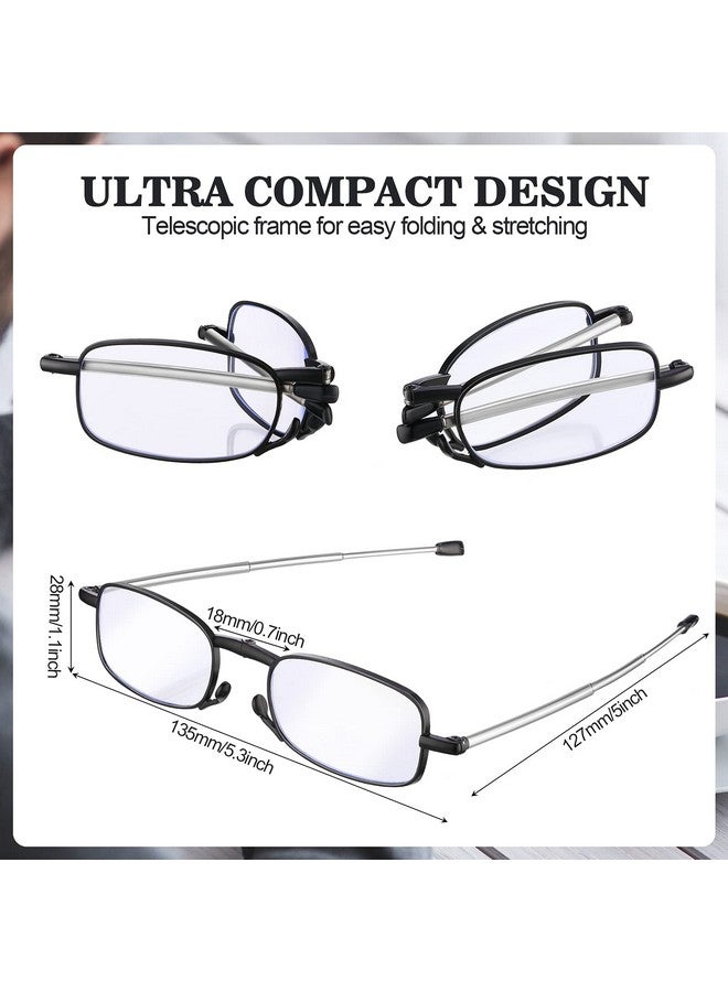 TOODOO 4 Pairs Blue Light Blocking Reading Glasses Folding Reading Glasses Small Folding Readers For Men Women (Black 2.5) - Image 2