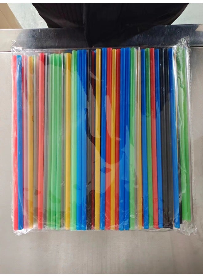 7mm Flat Straight Tube Children's DIY Material Accessories Disposable Plastic Beverage Juice Straw 250 PCs-Color:Color Random 7 * 255mm Flat Straight Tube-Specifications:100 Pcs/pack  - Image 1