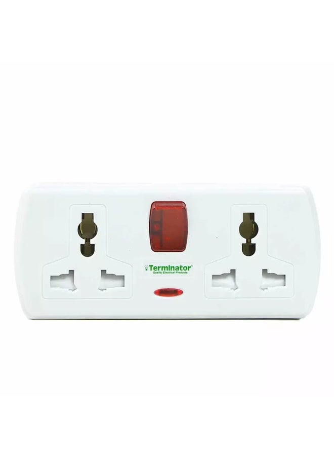 Terminator Terminator 4Ways Universal Adopter and Socket with Switch- White  - Image 1
