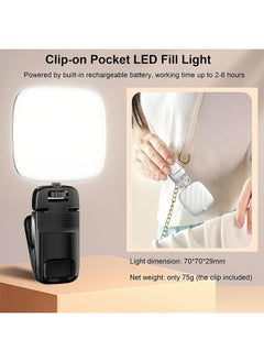 Generic Clip-on Selfie Light for Phone - Portable Ring Light LED Pocket Video Light for iPhone Tablet Laptop Computer Camera, Mini Rechargeable Photo Fill Light for Video Conference Live Stream Tiktok Makeup  - Image 3