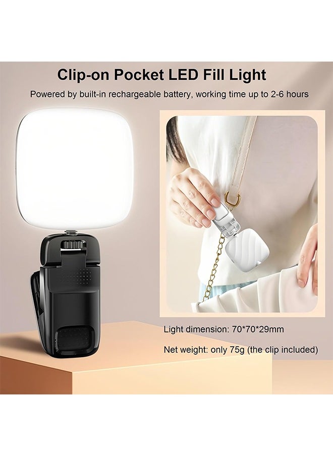 Generic Clip-on Selfie Light for Phone - Portable Ring Light LED Pocket Video Light for iPhone Tablet Laptop Computer Camera, Mini Rechargeable Photo Fill Light for Video Conference Live Stream Tiktok Makeup  - Image 3