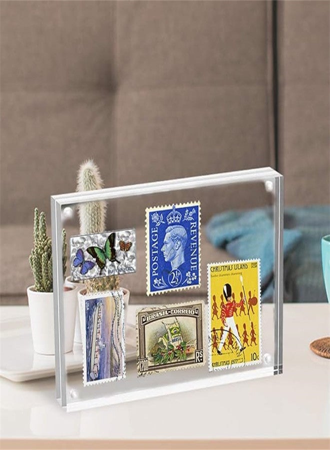 Excefore A4 Acrylic Picture Frames 2 Pack, 8.5x11 Magnetic Clear Thicker Block, Freestanding Double Sided Magnetic Acrylic Frameless Transparent Square Frame for Desktop Display - Image 2