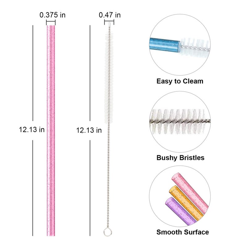 Beonsky Replacement Straw Compatible with Stanley 40 oz 30 oz Cup Tumbler, 6 Pack Reusable Straw with Cleaning Brush, Plastic, Color, Dishwasher Safe - Image 2