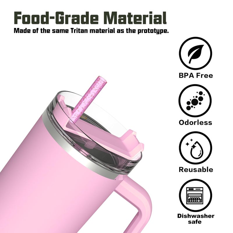 Beonsky Replacement Straw Compatible with Stanley 40 oz 30 oz Cup Tumbler, 6 Pack Reusable Straw with Cleaning Brush, Plastic, Color, Dishwasher Safe - Image 4