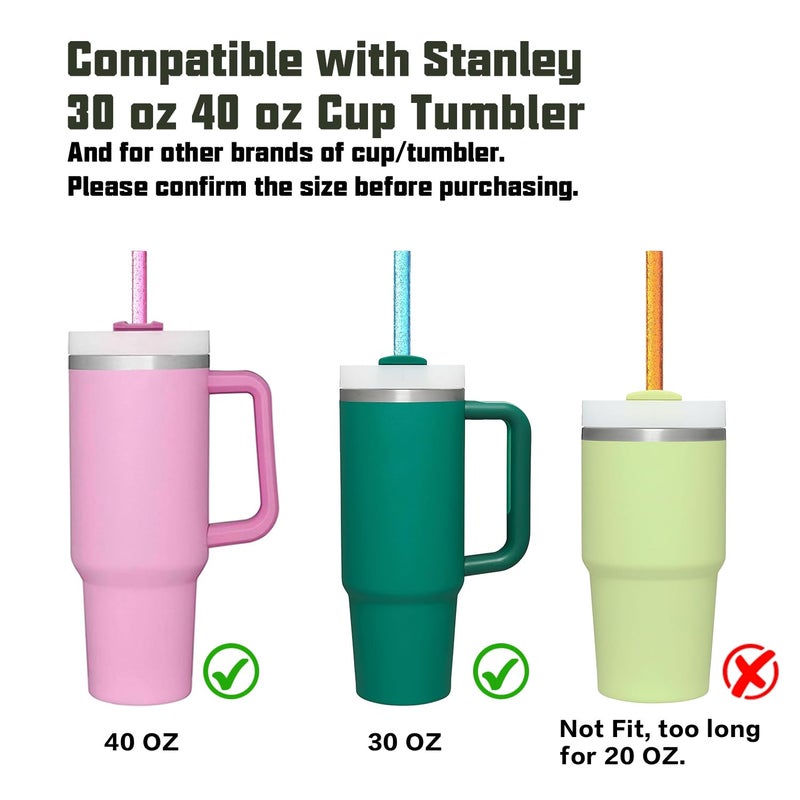 Beonsky Replacement Straw Compatible with Stanley 40 oz 30 oz Cup Tumbler, 6 Pack Reusable Straw with Cleaning Brush, Plastic, Color, Dishwasher Safe - Image 3