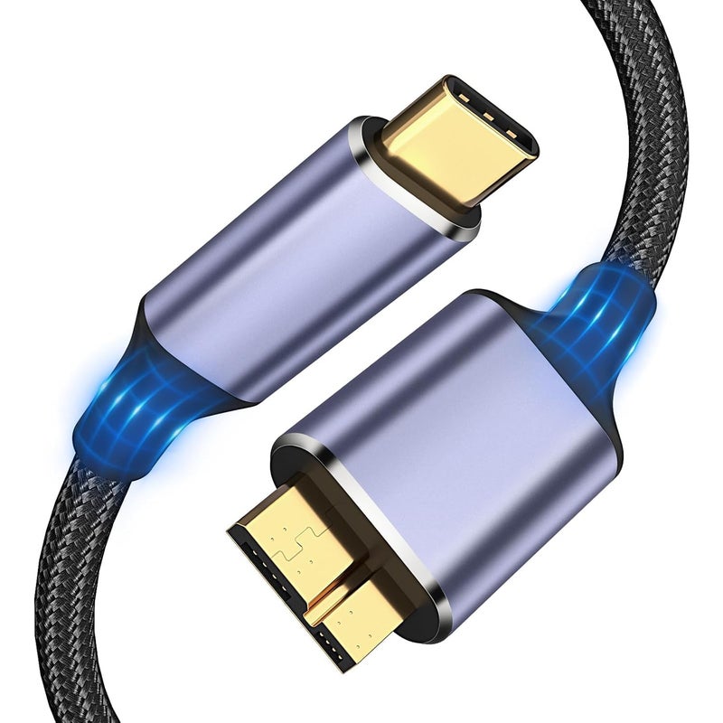 rts Usb C Type C Portable External Hard Disk Drive Hdd Cable,Nylon Braided 10Gbps Fast Charging&Syncing Cord Compatible With Wd Seagate Toshiba Samsung Hitachi Hp Transcend Lacie Sony Buffalo Mac,Black - Image 1