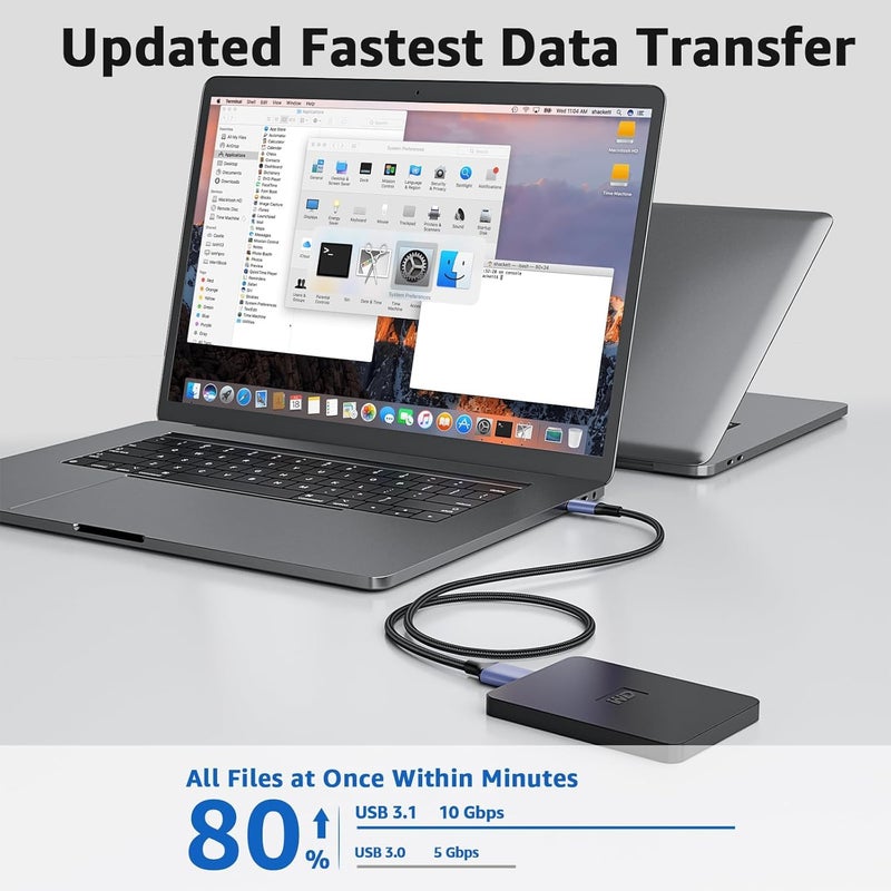 rts Usb C Type C Portable External Hard Disk Drive Hdd Cable,Nylon Braided 10Gbps Fast Charging&Syncing Cord Compatible With Wd Seagate Toshiba Samsung Hitachi Hp Transcend Lacie Sony Buffalo Mac,Black - Image 2