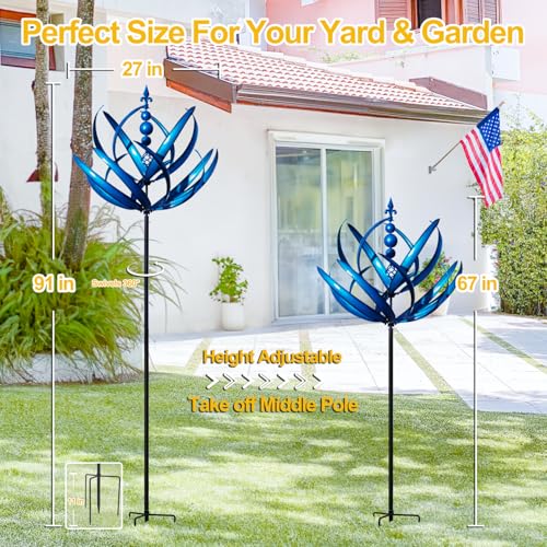 LimeHill Wind Spinner for Yard and Garden - Large Metal Kinetic Wind Sculptures, Yard Art Outdoor Decor (27 x 91 inches) - Image 4