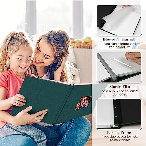 Spbapr Large Photo Album Self Adhesive 3x5 4x6 5x7 8x10 Pictures Magnetic Scrapbook Linen Cover DIY Album with A Metal Pen 11"x10.6"40pages - Image 3