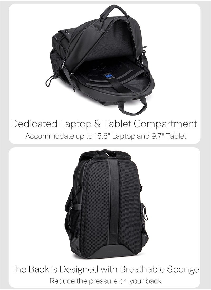 ARCTIC HUNTER Classic Laptop Travel Backpack, Durable School Work Back Bag with Laptop and Tablet Compartment for Men, Black  - Image 4