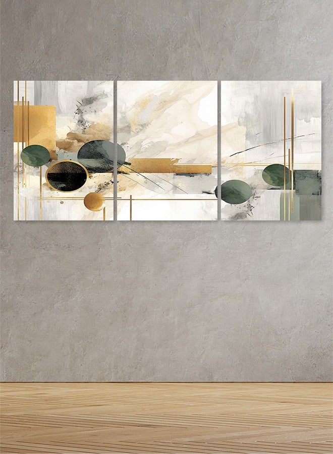 ماركتنا لوحة جدارية فنية لتزين الحائط بتصميم تجريدي ثلاث قطع مقاس 120X60سم - Image 1