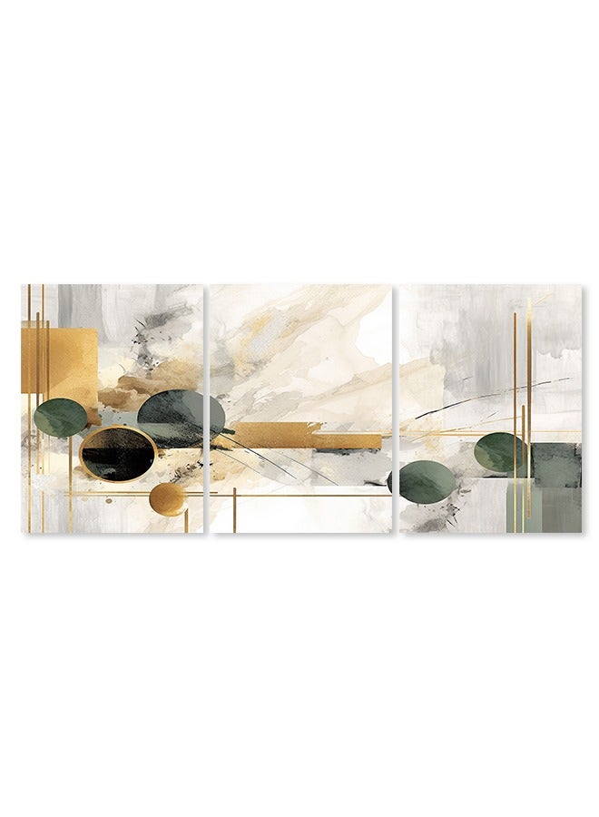 ماركتنا لوحة جدارية فنية لتزين الحائط بتصميم تجريدي ثلاث قطع مقاس 120X60سم - Image 2