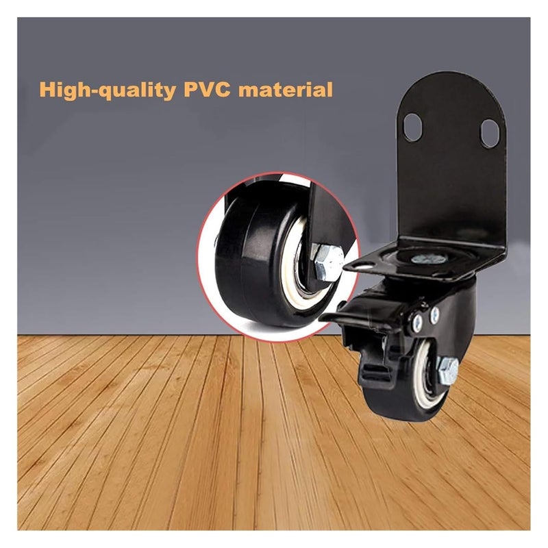 Heavy Duty Swivel Caster Wheels 2 Inch PVC Silent 360 Degree Rotation With L Bracket - Image 4