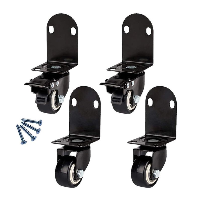 Heavy Duty Swivel Caster Wheels 2 Inch PVC Silent 360 Degree Rotation With L Bracket - Image 2