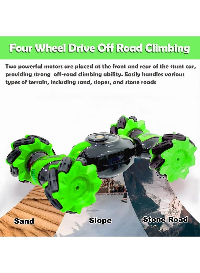 ويمبلي سيارة ويمبلي الملتوية للطرق الوعرة - سيارة بهلوانية تعمل بالتحكم عن بُعد مع إضاءة وموسيقى | سيارة لعبة عالية السرعة للأطفال (مع دخان) (أخضر) - Image 3
