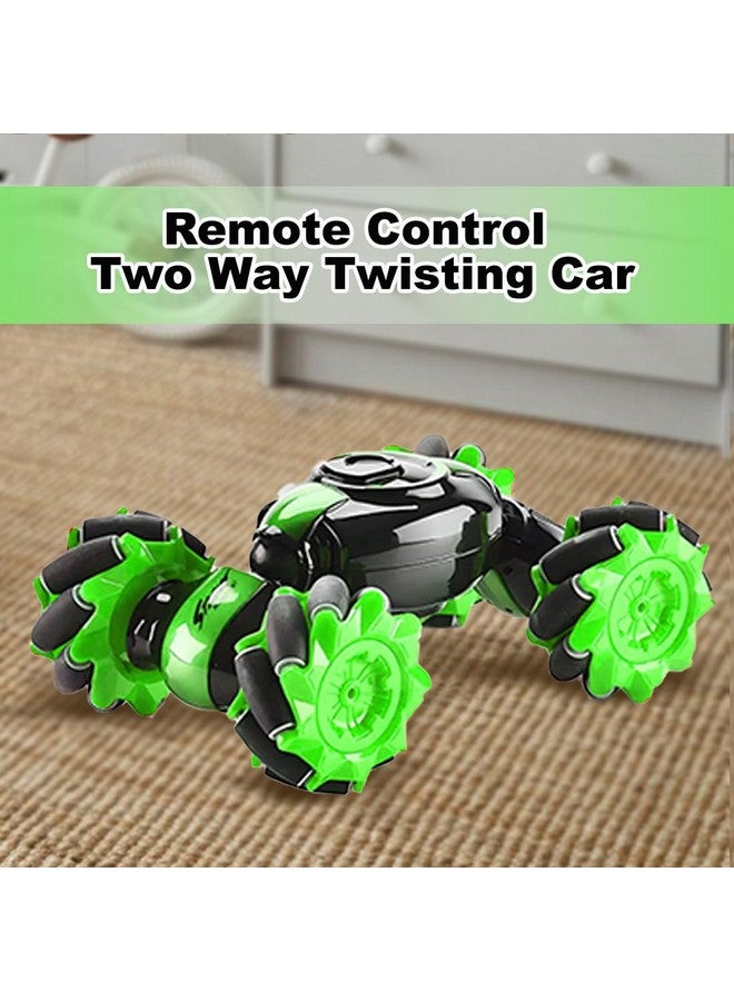 ويمبلي سيارة ويمبلي الملتوية للطرق الوعرة - سيارة بهلوانية تعمل بالتحكم عن بُعد مع إضاءة وموسيقى | سيارة لعبة عالية السرعة للأطفال (مع دخان) (أخضر) - Image 2