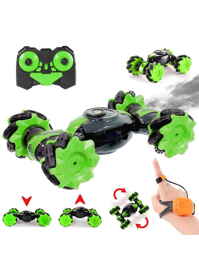 ويمبلي سيارة ويمبلي الملتوية للطرق الوعرة - سيارة بهلوانية تعمل بالتحكم عن بُعد مع إضاءة وموسيقى | سيارة لعبة عالية السرعة للأطفال (مع دخان) (أخضر) - Image 1