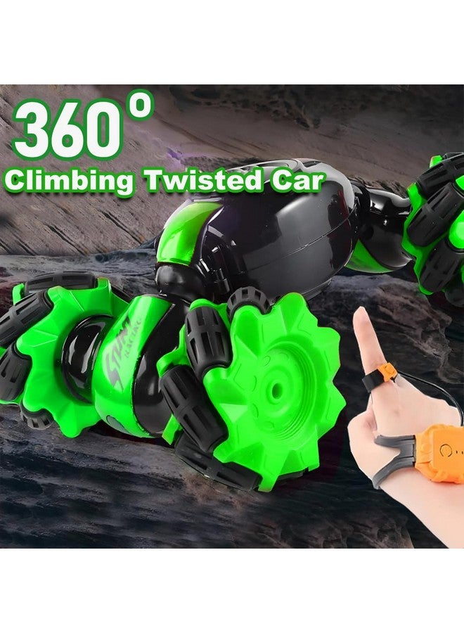 ويمبلي سيارة ويمبلي الملتوية للطرق الوعرة - سيارة بهلوانية تعمل بالتحكم عن بُعد مع إضاءة وموسيقى | سيارة لعبة عالية السرعة للأطفال (مع دخان) (أخضر) - Image 5