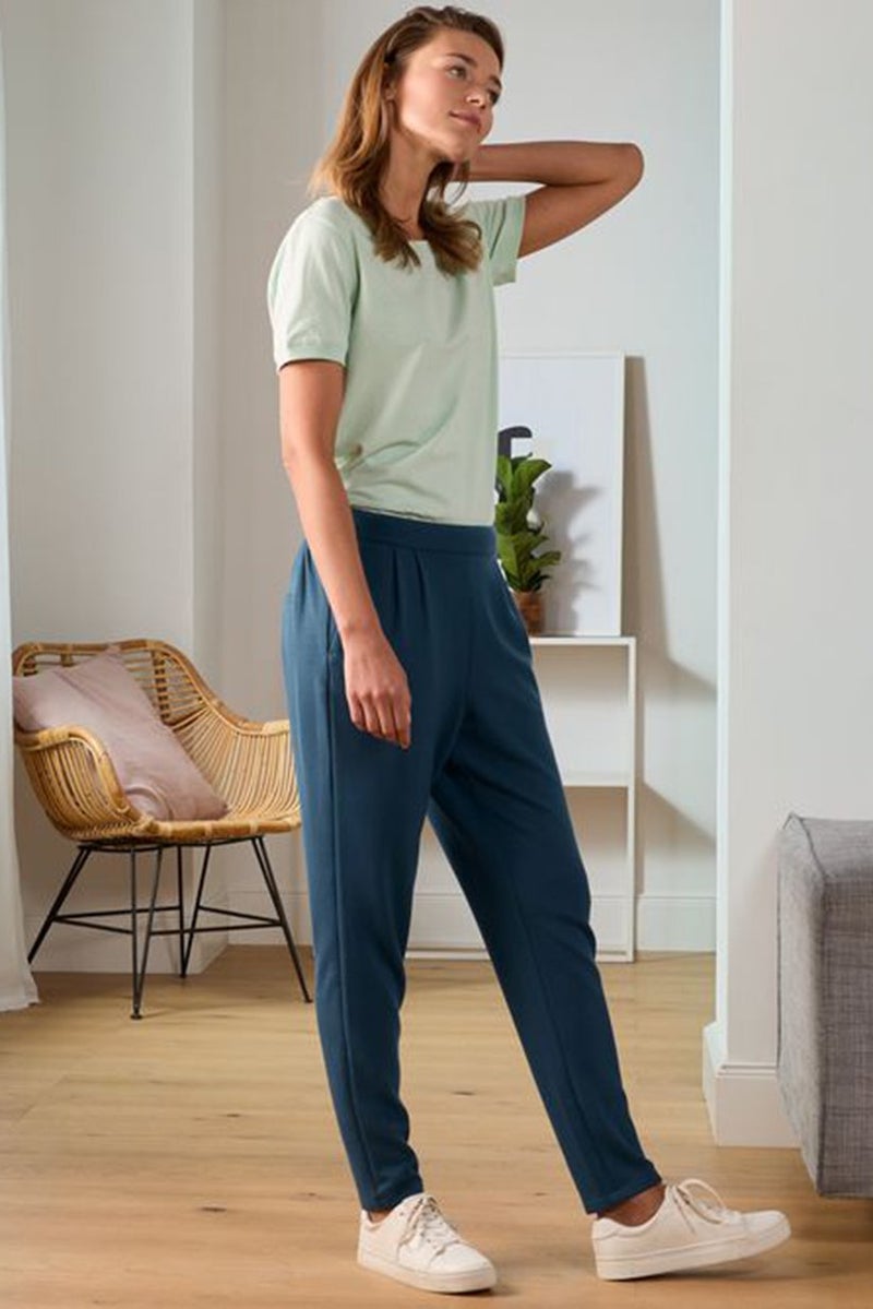 Tchibo Women Regular Fit Plain Drawstring Jogger Pants, Pale Blue  - Image 1