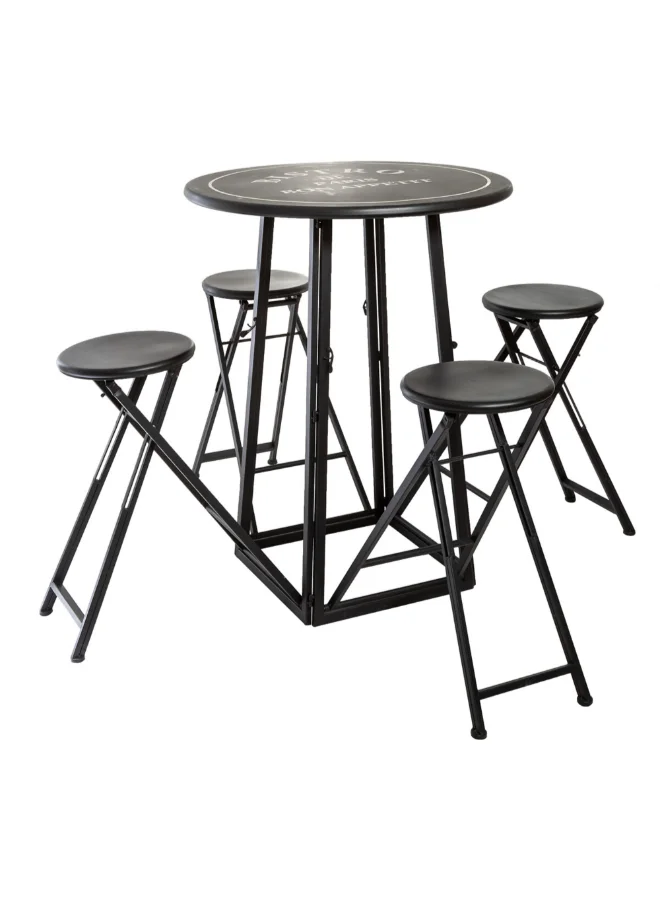 atmosphera 4-Stool Outdoor Round Folding Table Black and White 101.5 x 161 x 161 cm 168645