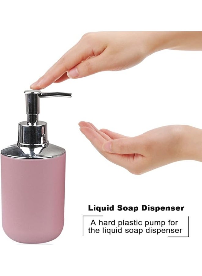 Bathroom Accessories Set 6 Piece Bath Ensemble Includes Soap Dispenser, Toothbrush Holder, Tumbler, Soap Dish for Decorative Countertop and Housewarming Gift (Pink) - Image 3