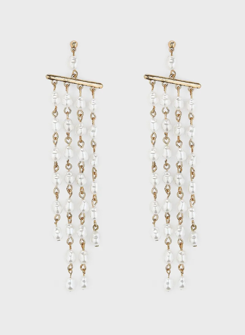 Pipa Bella Pearl Embellished Statement Straight Earrings