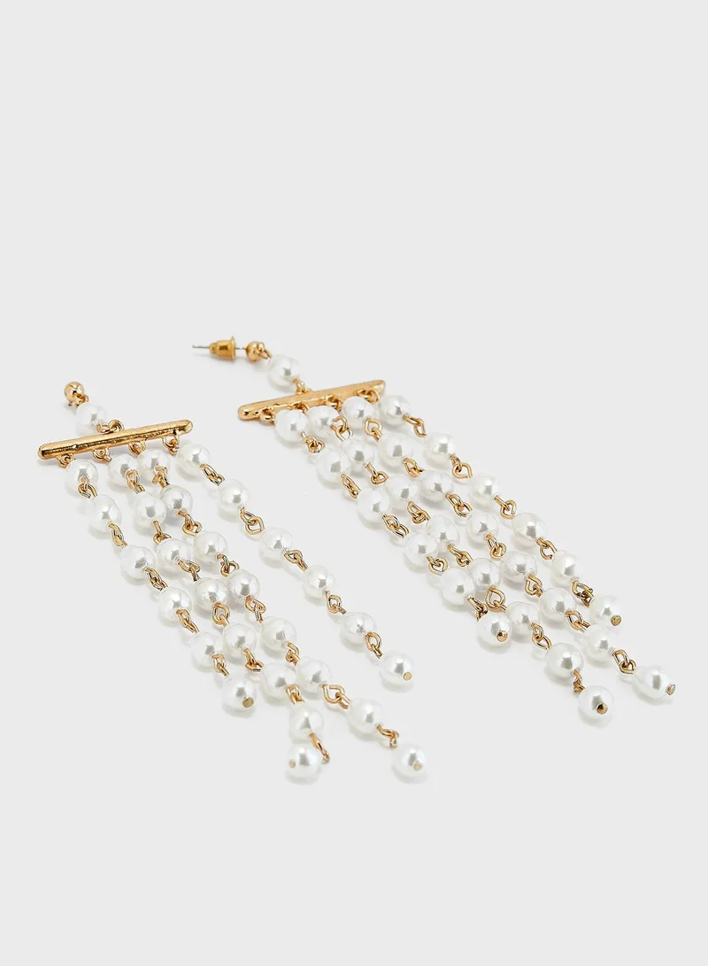 Pipa Bella Pearl Embellished Statement Straight Earrings