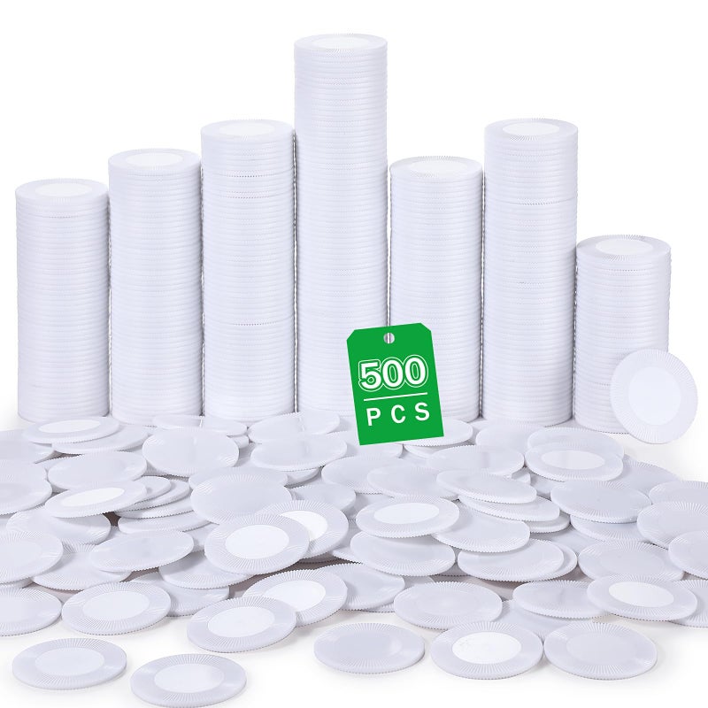 Leitee 500 Pcs White Plastic Poker Chips Bulk 15 Inch Mini Bingo Chips Tokens Markers Blank Casino Counting Discs Learning Math Counters for Adults Interlocking Game Counting Reward Card - Image 3