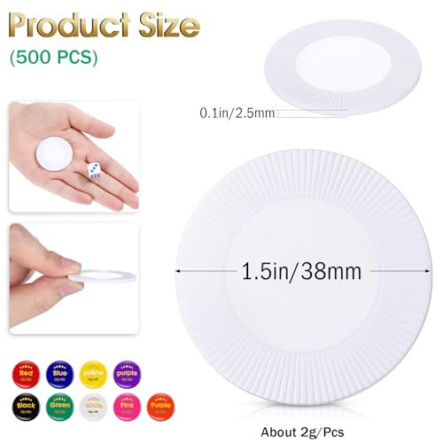 Leitee 500 Pcs White Plastic Poker Chips Bulk 15 Inch Mini Bingo Chips Tokens Markers Blank Casino Counting Discs Learning Math Counters for Adults Interlocking Game Counting Reward Card - Image 5