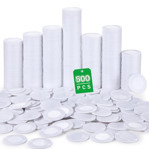 Leitee 500 Pcs White Plastic Poker Chips Bulk 15 Inch Mini Bingo Chips Tokens Markers Blank Casino Counting Discs Learning Math Counters for Adults Interlocking Game Counting Reward Card - Image 1