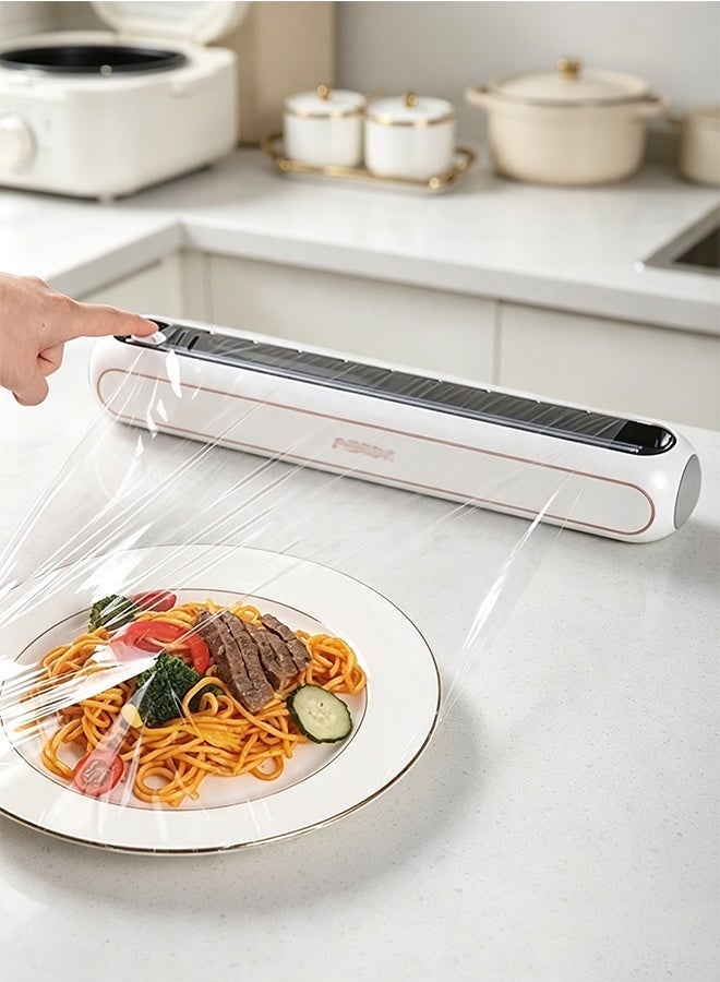 Magnetic Cling Wrap Dispenser with Sliding Cutter, Multifunctional Plastic Cling Film Cutter with Suction Cups & Magnetic Strip, Kitchen Cutting Box for Cling Wrap, Baking Paper and Aluminum Foil - Image 1