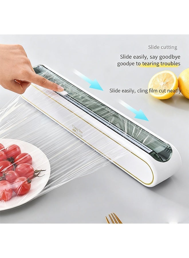 Magnetic Cling Wrap Dispenser with Sliding Cutter, Multifunctional Plastic Cling Film Cutter with Suction Cups & Magnetic Strip, Kitchen Cutting Box for Cling Wrap, Baking Paper and Aluminum Foil - Image 3