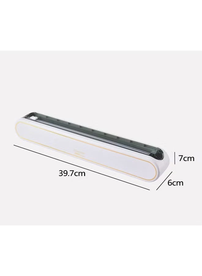 Magnetic Cling Wrap Dispenser with Sliding Cutter, Multifunctional Plastic Cling Film Cutter with Suction Cups & Magnetic Strip, Kitchen Cutting Box for Cling Wrap, Baking Paper and Aluminum Foil - Image 2