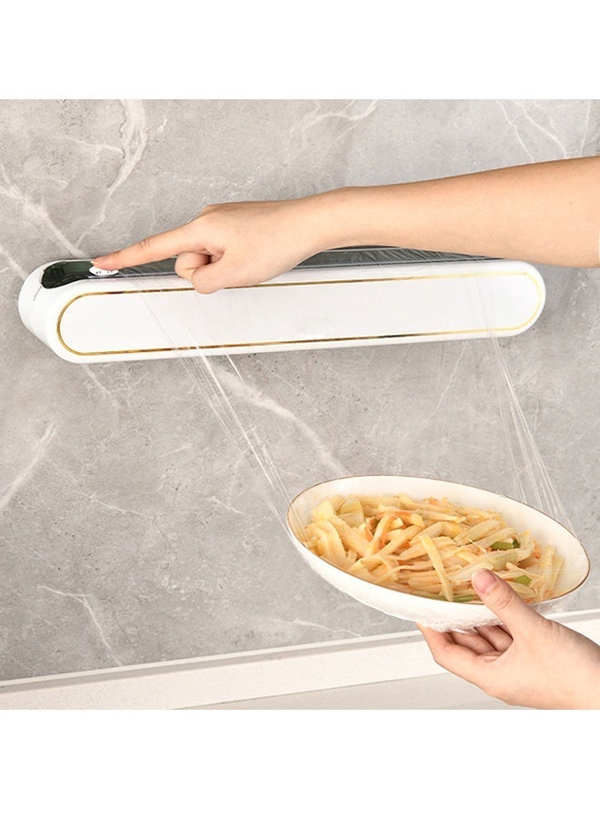 Magnetic Cling Wrap Dispenser with Sliding Cutter, Multifunctional Plastic Cling Film Cutter with Suction Cups & Magnetic Strip, Kitchen Cutting Box for Cling Wrap, Baking Paper and Aluminum Foil - Image 4