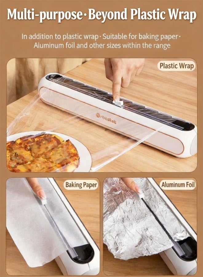 Magnetic Cling Wrap Dispenser with Sliding Cutter, Multifunctional Plastic Cling Film Cutter with Suction Cups & Magnetic Strip, Kitchen Cutting Box for Cling Wrap, Baking Paper and Aluminum Foil - Image 5