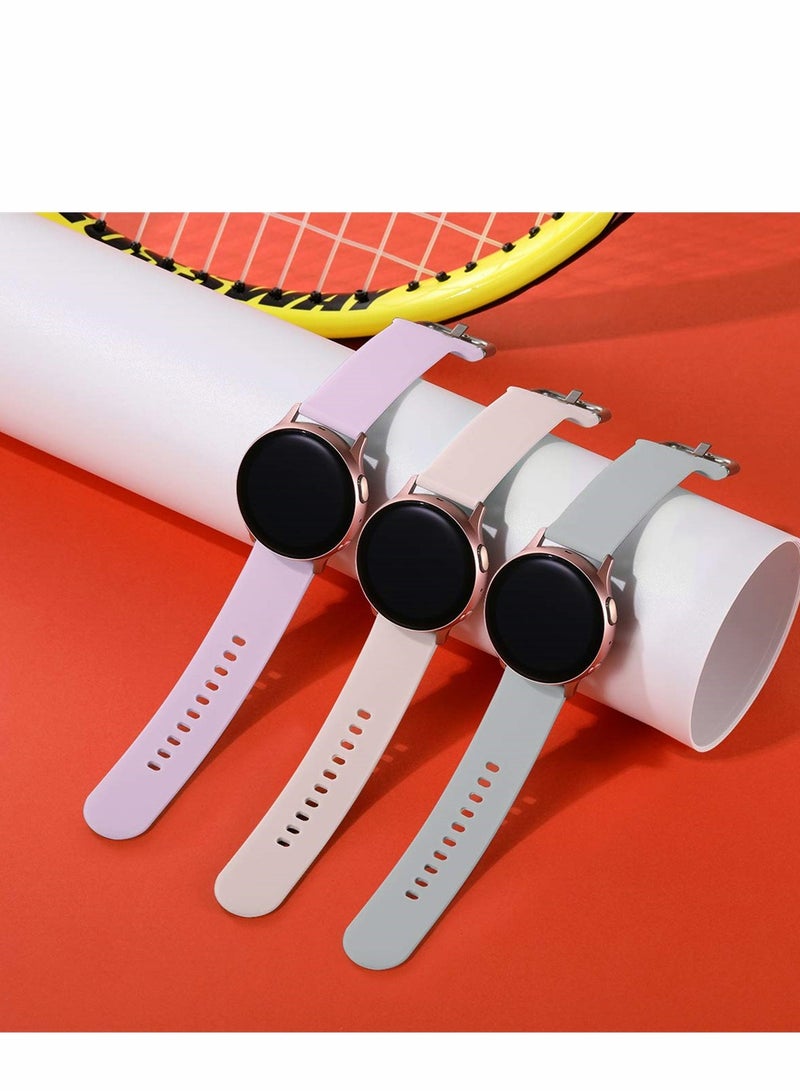 KASTWAVE Silicone Sport Strap for Samsung Galaxy Active 2, 20 mm Watch Bands Compatible for Samsung Galaxy Watch Active 2, Women Men, 3 Pack Pink Sand, Lavender, Gray - Image 2
