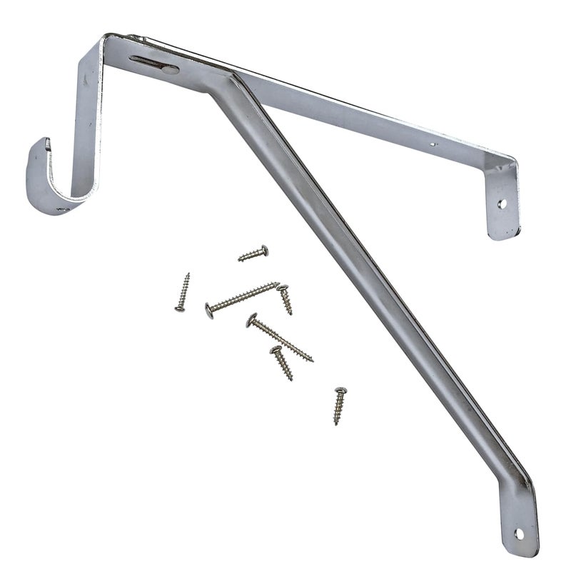 Desunia Desunia Oval Closet Rod Shelf Bracket  Adjustable for Rear Cleat Strip  Polished Chrome  1 Pack 