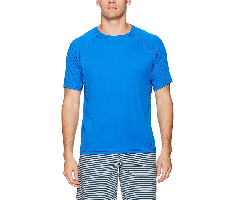 Mr.Swim Mr. Swim Men Contrast UPF 50 Swim Tee, Royal and Black  - Image 1