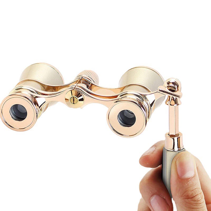 Black Ice BLACKICE Theater Binoculars, Opera Glasses for Women, 3X25 Mini Binocular Compact with Adjustable Handle for Adults Kids in Concert Theater Opera (Golden with Handle) - Image 1