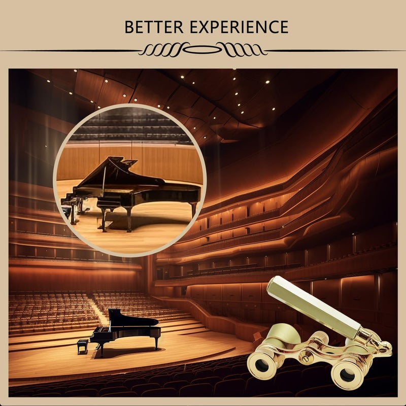 Black Ice BLACKICE Theater Binoculars, Opera Glasses for Women, 3X25 Mini Binocular Compact with Adjustable Handle for Adults Kids in Concert Theater Opera (Golden with Handle) - Image 5