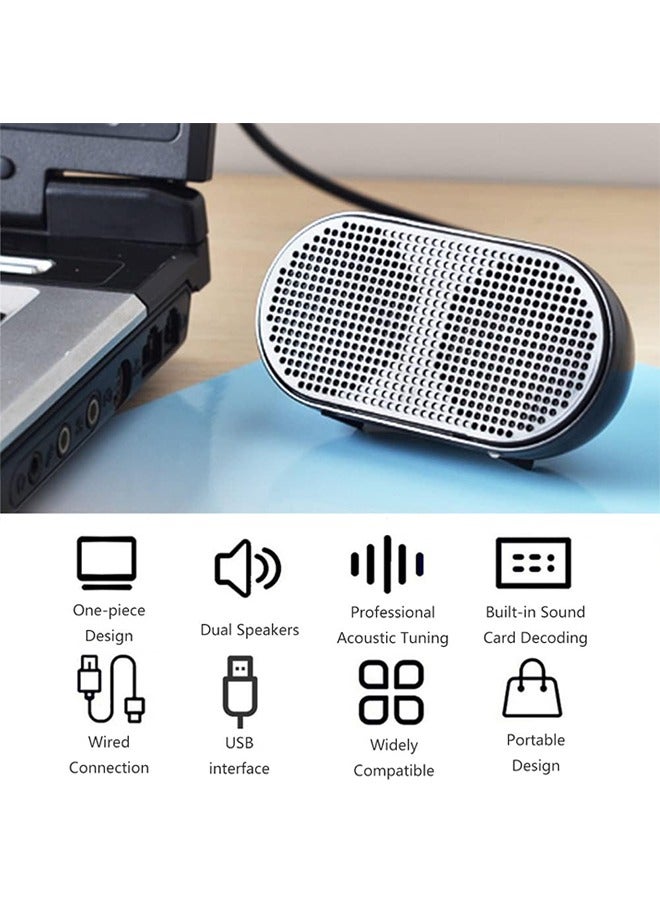 USB Mini PC Speaker, Computer Speaker, Powered Stereo Multimedia Speaker for Notebook Laptop PC (Black)  - Image 2