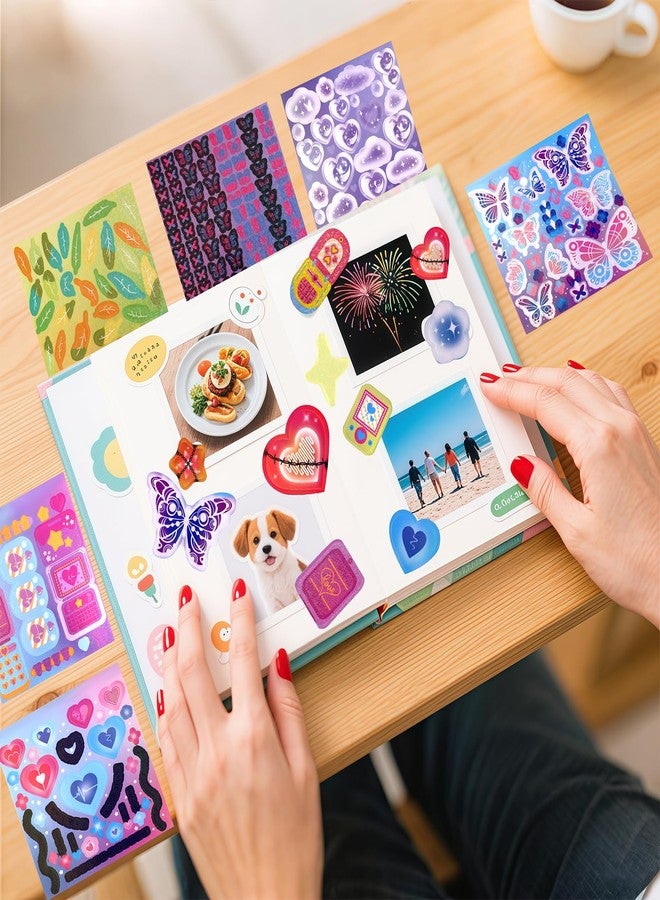 Tmtains 3500Pcs Korean Stickers for Kpop Photocards Decor Stickers Book Aesthetic Toploader Stickers Glitter Butterfly Sweetheart Ribbon Flower Alphabet Cute Scrapbook Stickers for DIY Card Art Crafts 60-Page - Image 3