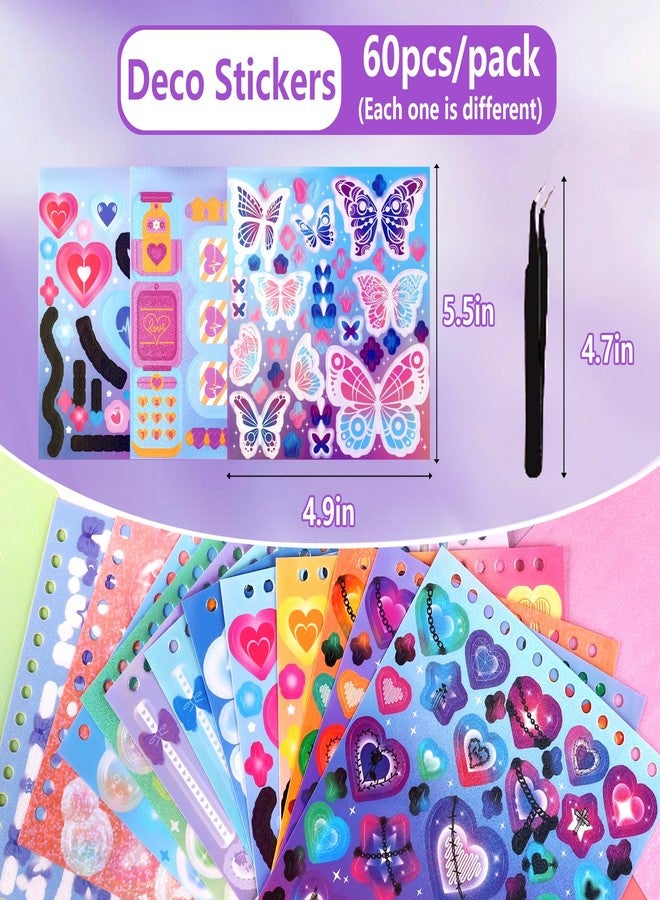 Tmtains 3500Pcs Korean Stickers for Kpop Photocards Decor Stickers Book Aesthetic Toploader Stickers Glitter Butterfly Sweetheart Ribbon Flower Alphabet Cute Scrapbook Stickers for DIY Card Art Crafts 60-Page - Image 2