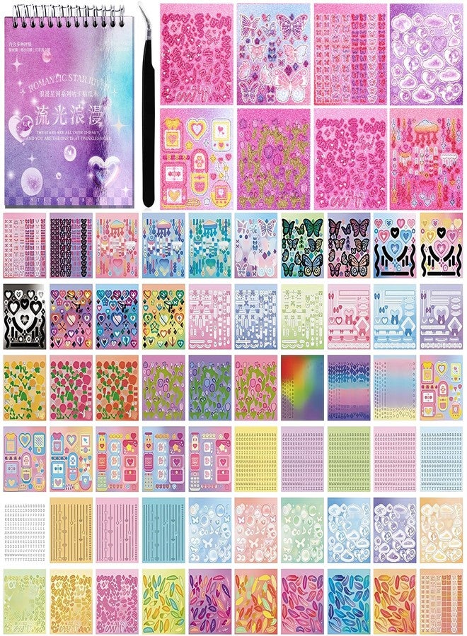 Tmtains 3500Pcs Korean Stickers for Kpop Photocards Decor Stickers Book Aesthetic Toploader Stickers Glitter Butterfly Sweetheart Ribbon Flower Alphabet Cute Scrapbook Stickers for DIY Card Art Crafts 60-Page - Image 1