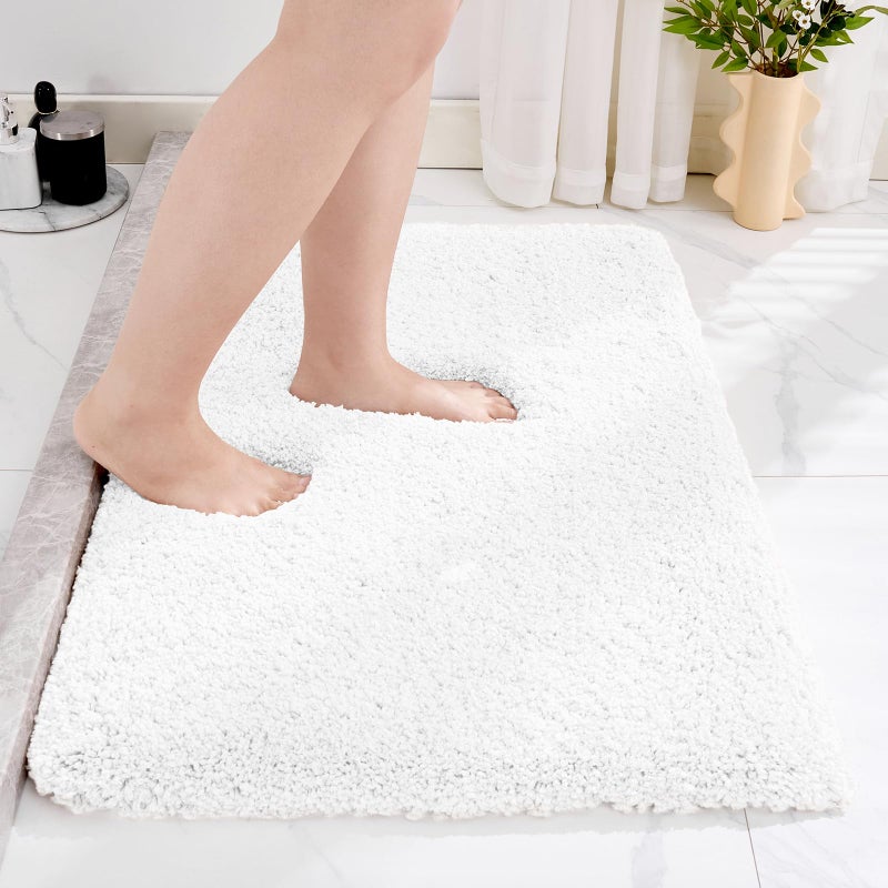 Disolla White Bathroom Rug 20x32 Non Slip Fluffy Bath Mat for Bathroom Floor Washable Plush Luxury Bath Rug for Tub Soft Shaggy Absorbent Shower Sink Mat