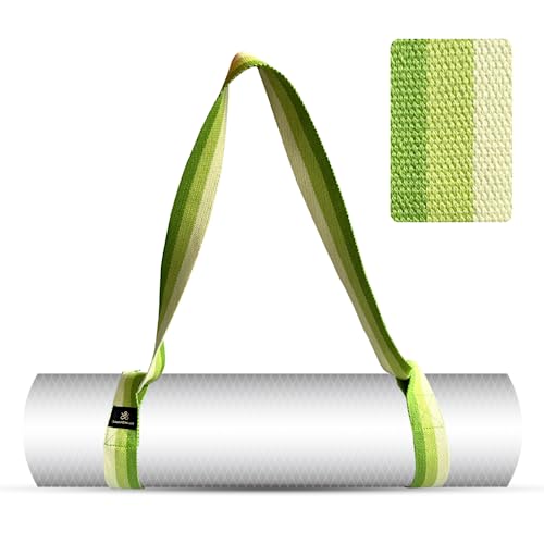 Samadhaan Yoga Mat Carrier Strap | Yoga Mat Holder Straps | Adjustable Mat Holder Sling for Carrying Mats | With Thick, Durable, & Comfy Texture | Portable & Secure Grip | Yoga Mat Strap | Green- 64” - Image 1