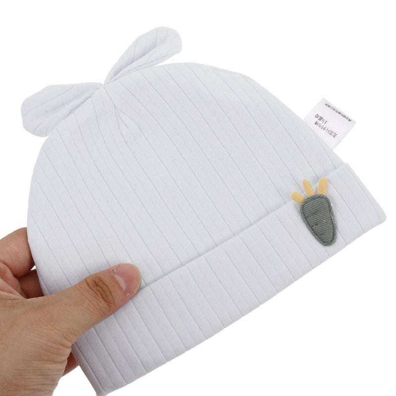 Newborn Cotton Beanie With Rabbit Ears Soft Nursery Cap For Baby Boys Girls 0 6 Months Blue - Image 4